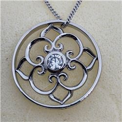 63) STERLING SILVER CZ PENDANT NECKLACE