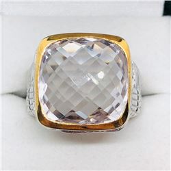 64) BRASS ROSE QUARTZ MEN'S RING