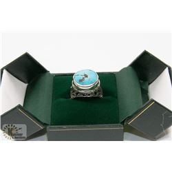 68) STERLING SILVER TURQUOISE RING