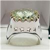 Image 2 : 72) BRASS GREEN AMETHYST MEN'S RING