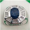 Image 1 : 74) STERLING SILVER SAPPHIRE & CZ MEN'S RING