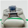 Image 2 : 74) STERLING SILVER SAPPHIRE & CZ MEN'S RING