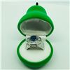 Image 4 : 74) STERLING SILVER SAPPHIRE & CZ MEN'S RING