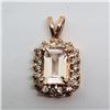 Image 2 : 78) 14K ROSE GOLD MORGANITE & DIAMOND PENDANT