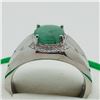 Image 2 : 82) STERLING SILVER EMERALD & CZ MEN'S RING