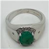 Image 3 : 82) STERLING SILVER EMERALD & CZ MEN'S RING