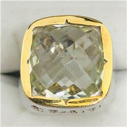 84) BRASS GREEN AMETHYST MEN'S RING