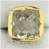 Image 1 : 84) BRASS GREEN AMETHYST MEN'S RING