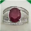 Image 1 : 87) STERLING SILVER RUBY & CUBIC ZIRCONIA RING