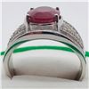 Image 2 : 87) STERLING SILVER RUBY & CUBIC ZIRCONIA RING