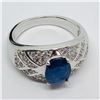 Image 3 : 93) STERLING SILVER SAPPHIRE & CZ RING