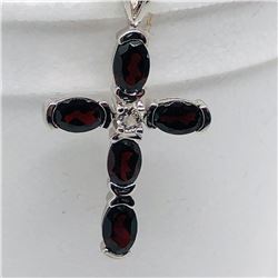 94) STERLING SILVER GARNET PENDANT