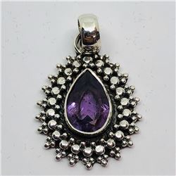 96) STERLING SILVER AMETHYST PENDANT