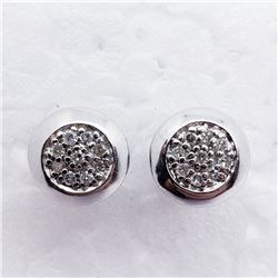 150) STERLING SILVER 16 DIAMOND STUD EARRINGS