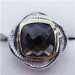 102) BRASS MEN'S SMOKEY TOPAZ RING