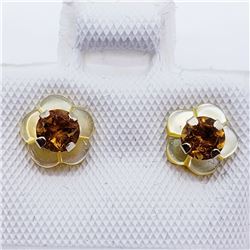 103) 10K GOLD CITRINE & MOTHER OF PEARL EARRINGS