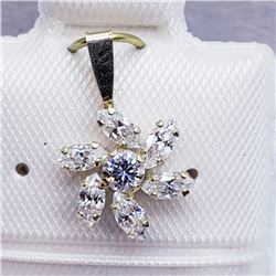 105) 10K GOLD CUBIC ZIRCONIA FLOWER PENDANT
