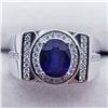 Image 1 : 106) STERLING SILVER MEN'S SAPPHIRE & CZ RING