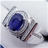 Image 2 : 106) STERLING SILVER MEN'S SAPPHIRE & CZ RING