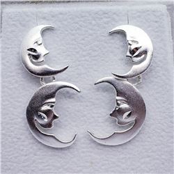 107) STERLING SILVER MOON DANGLE EARRINGS