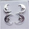 Image 1 : 107) STERLING SILVER MOON DANGLE EARRINGS