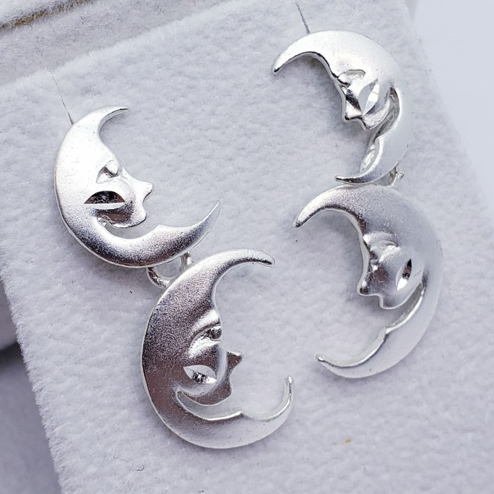 107) STERLING SILVER MOON DANGLE EARRINGS