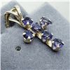 Image 2 : 109) 10K YELLOW GOLD SAPPHIRE CROSS PENDANT