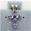 Image 3 : 109) 10K YELLOW GOLD SAPPHIRE CROSS PENDANT