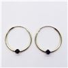 Image 1 : 113) 14K YELLOW GOLD SAPPHIRE HOOP EARRINGS