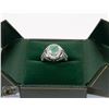 Image 1 : 114) STERLING SILVER MEN'S EMERALD & CZ RING
