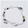 Image 4 : 115) STERLING SILVER ASST GEMSTONE 18" NECKLACE