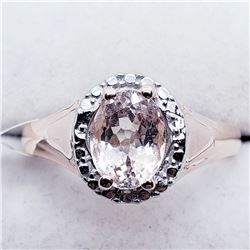 116) ROSE GOLD PLATED SILVER MORGANITE RING