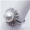 Image 3 : 118) STERLING SILVER PEARL & CZ FLOWER RING