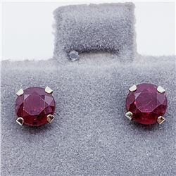 123) 14K WHITE GOLD RUBY STUD EARRINGS