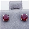 Image 1 : 123) 14K WHITE GOLD RUBY STUD EARRINGS