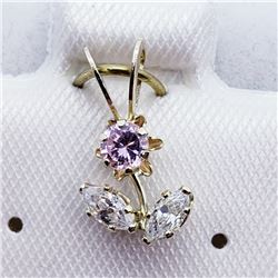 128) 10K YELLOW GOLD CZ FLOWER SHAPED PENDANT