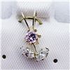Image 1 : 128) 10K YELLOW GOLD CZ FLOWER SHAPED PENDANT