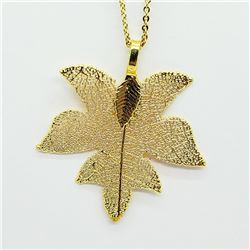 131) NATURAL LEAF PENDANT FASHION NECKLACE