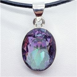 135)STERLING SILVER MYSTIC TOPAZ PENDANT NECKLACE