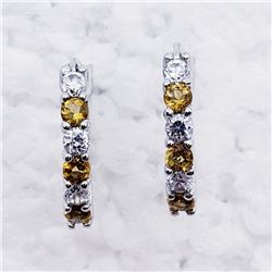 136) STERLING SILVER CITRINE & CZ EARRINGS