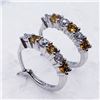 Image 2 : 136) STERLING SILVER CITRINE & CZ EARRINGS