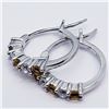 Image 3 : 136) STERLING SILVER CITRINE & CZ EARRINGS