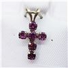 Image 1 : 138) 10K YELLOW GOLD GARNET CROSS PENDANT