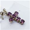 Image 2 : 138) 10K YELLOW GOLD GARNET CROSS PENDANT