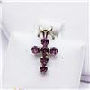 Image 3 : 138) 10K YELLOW GOLD GARNET CROSS PENDANT