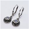 Image 2 : 139) STERLING SILVER CZ & MARCASITE EARRINGS