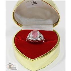 140) STERLING SILVER MEN'S RUBY & CZ RING