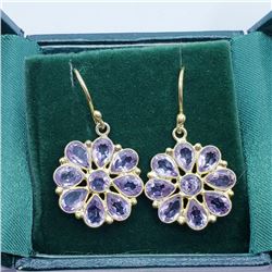 142) GOLD PLATED SILVER AMETHYST EARRINGS