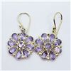 Image 2 : 142) GOLD PLATED SILVER AMETHYST EARRINGS