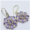 Image 3 : 142) GOLD PLATED SILVER AMETHYST EARRINGS